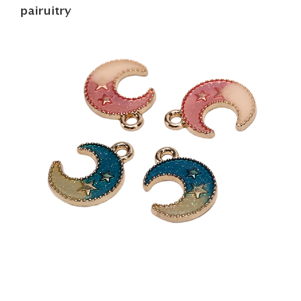 10pcs / Set Liontin Enamel Bentuk Bulan Bintang Untuk Membuat Perhiasan