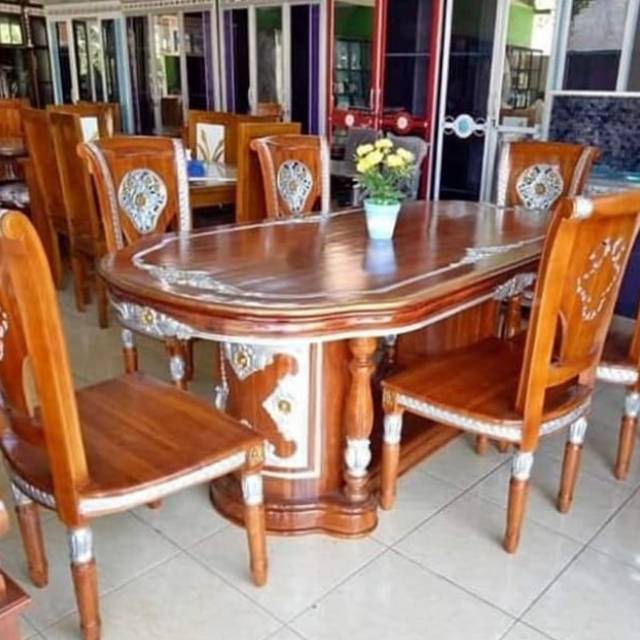 Meja kursi makan ukir ukiran Jepara