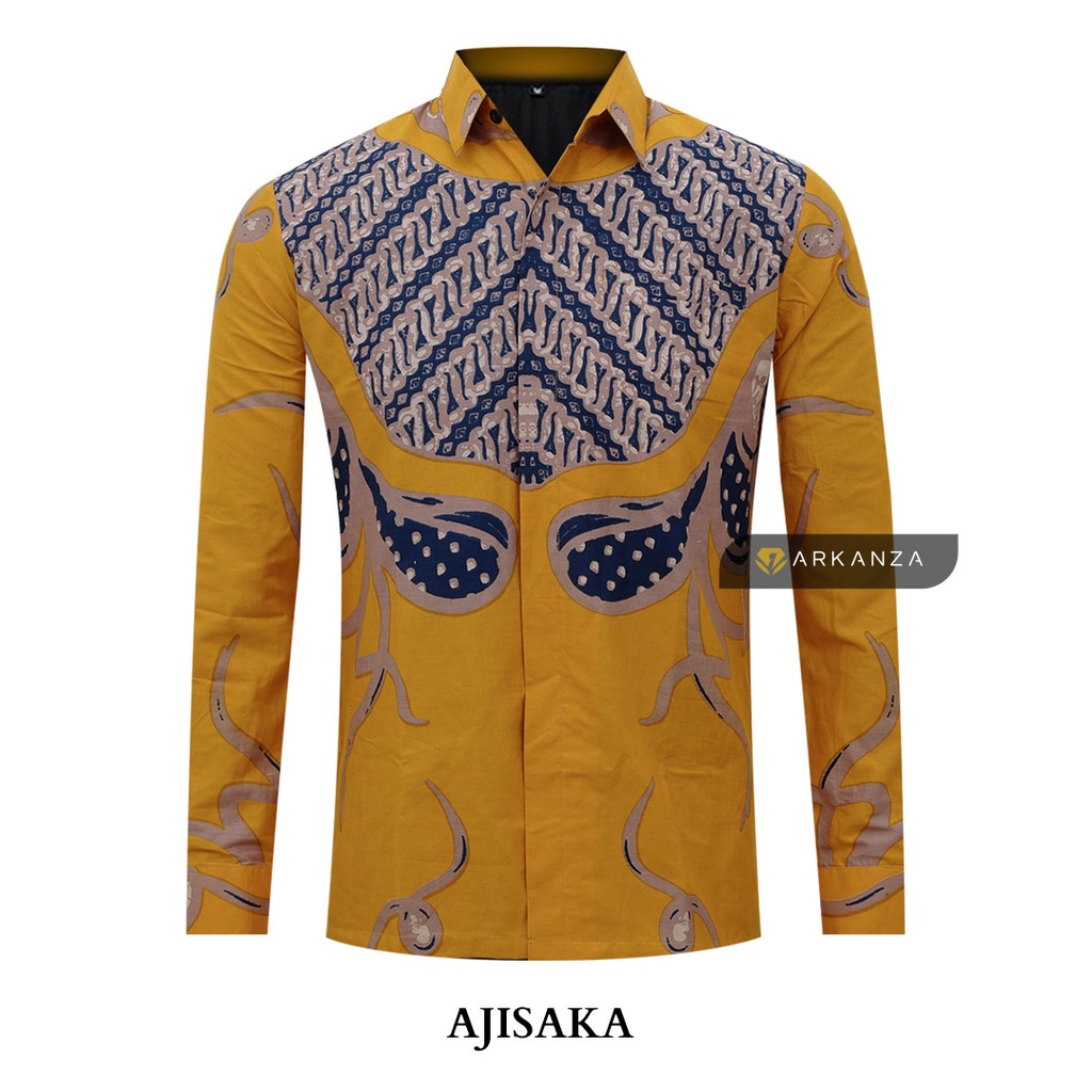 AJISAKA Hem Atasan Kemeja Baju Batik Pria Cowok Produsen Slimfit Memakai Furing Lengan Panjang Lengan Pendek Original Asli Batik Arkanza