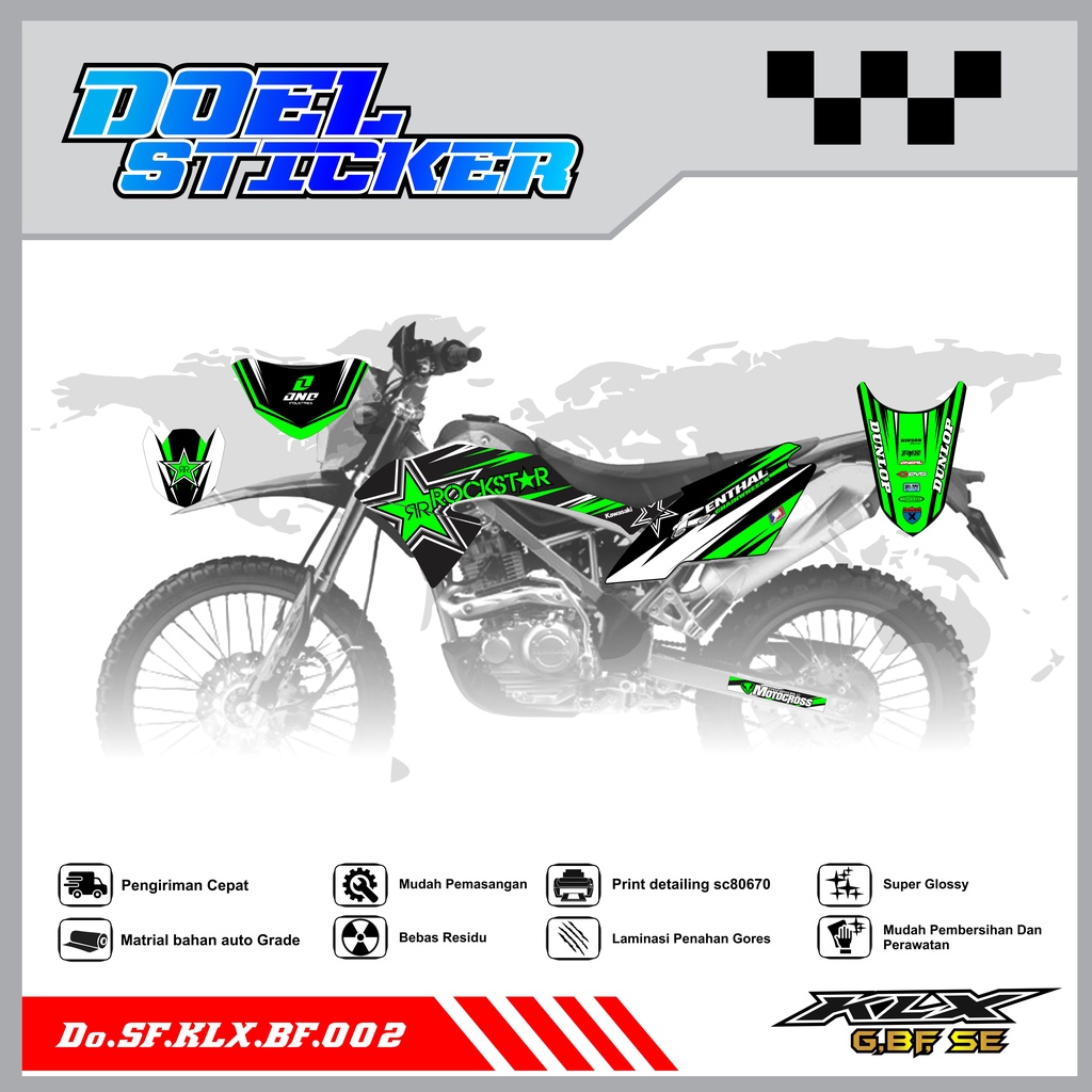 Sticker Striping Honda KLX 150 G , BF , SE Lama List Variasi Hologram , Crome Doel 002