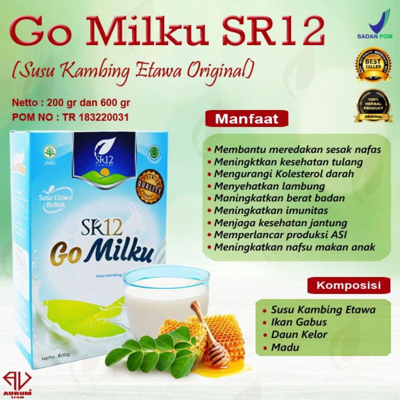 

GOMILKU SR12/Susu Kambing Etawa/tanpa Gula/aman untuk penderita DIABETES