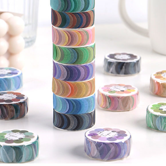 Winzige 100pcs Round Washi Stickers Pure Color Tape Mark Sticker-3