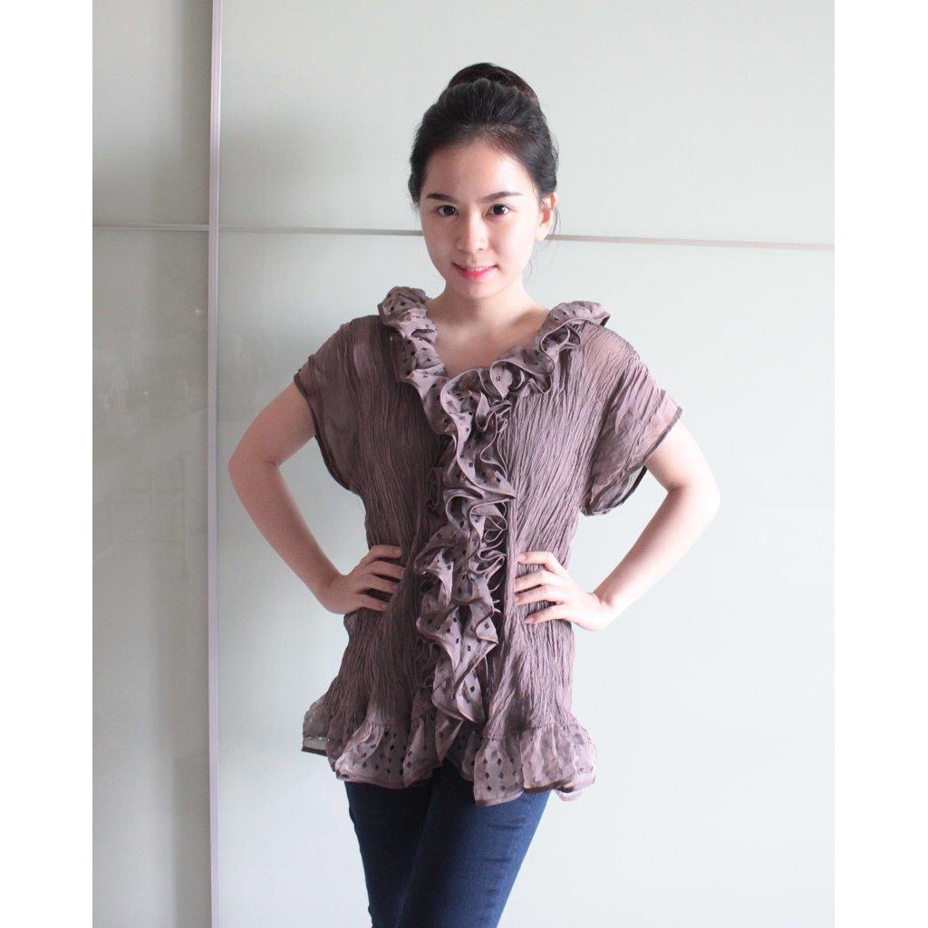 

top coklat polkadot