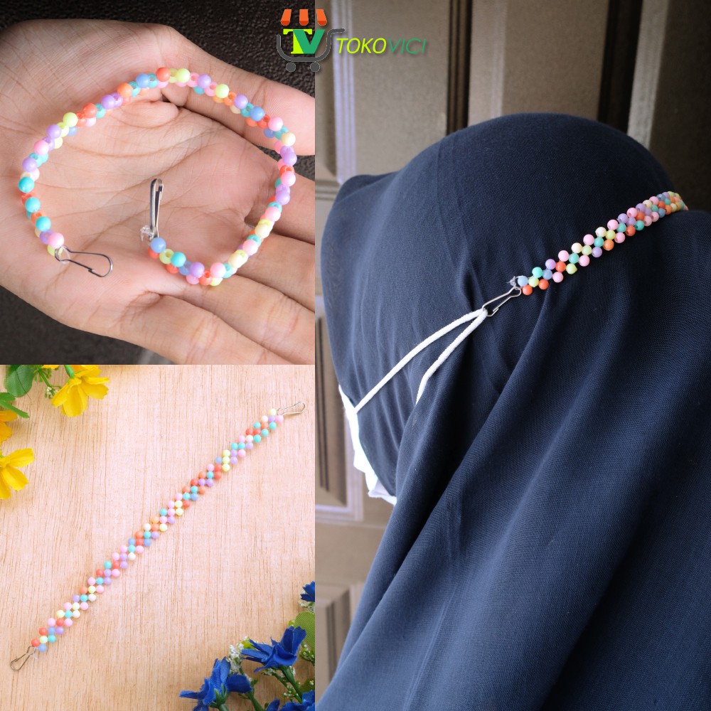 Konektor Masker Ikat Mutiara Rainbow Kecil Konektor Wanita Simple - KNTV07