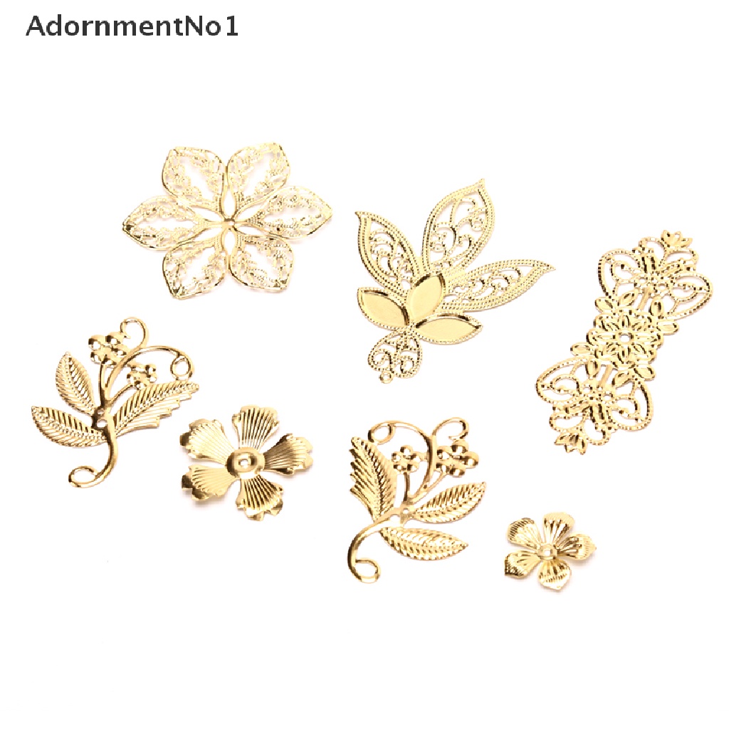 [AdornmentNo1] 50Pcs Vintage Metal Leaf Filigree Flower Slice Charms DIY Craft Jewelry Making [new]