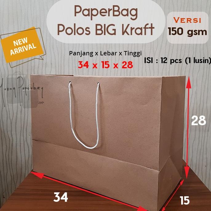 

(TERLARIS) Best seller Paper Bag/Tas Kertas Paperbag Polos Kraft Landscape 34 x