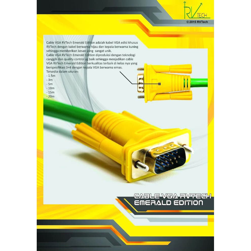 Kabel VGA Emerald 3+4 RVTech 1.5M PLUS GREEN