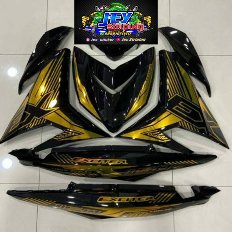 STRIPING STICKER EXCITER 150 BLACK GOLD STRIPING MX KING