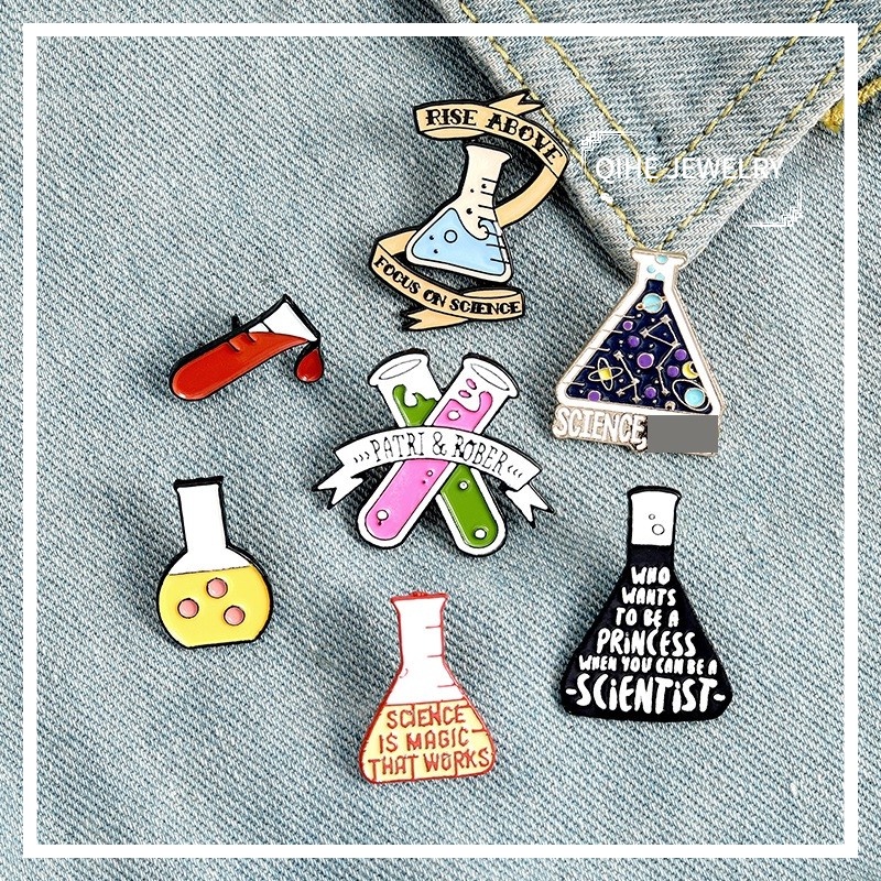 Bros Pin Enamel Desain Botol Kimia Erlenmeyer Untuk Anak