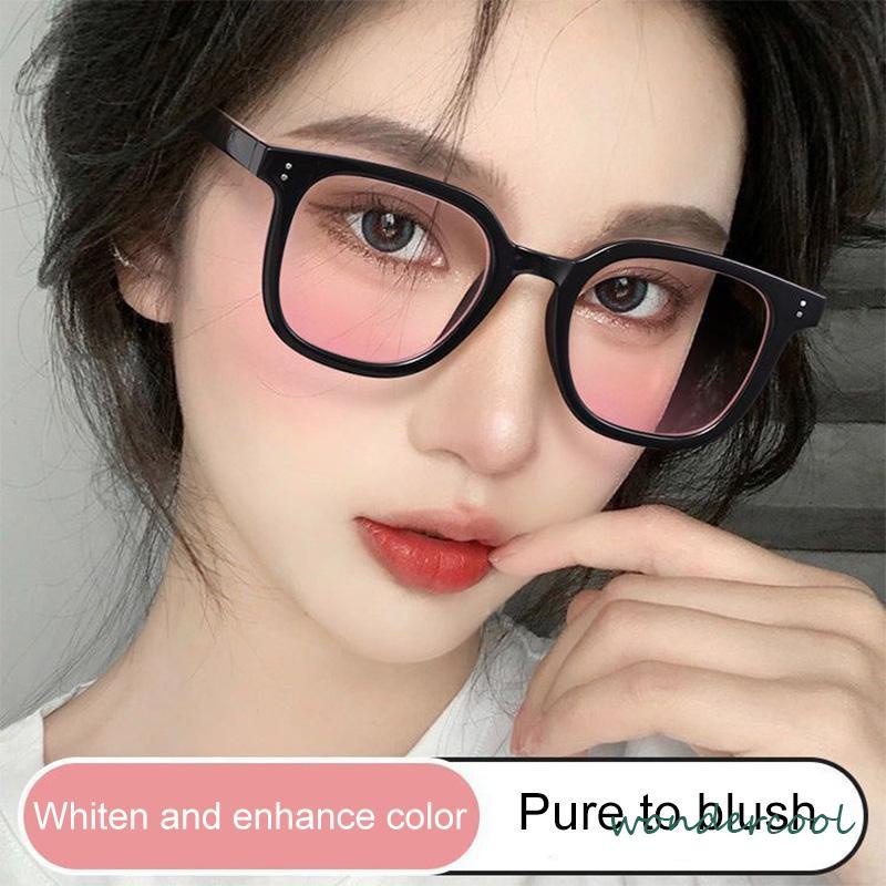 Kacamata Hitam Wanita Model Frame Hitam Gradasi Pink Untuk Fotografi  -Won