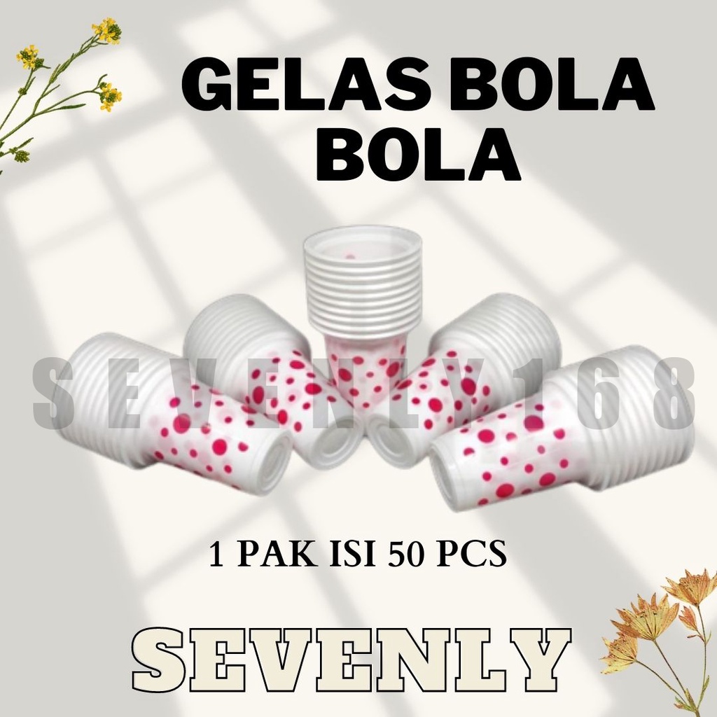 Gelas Plastik Cup Bola-Bola / Gelas Plastik Polkadot Bola Putih
