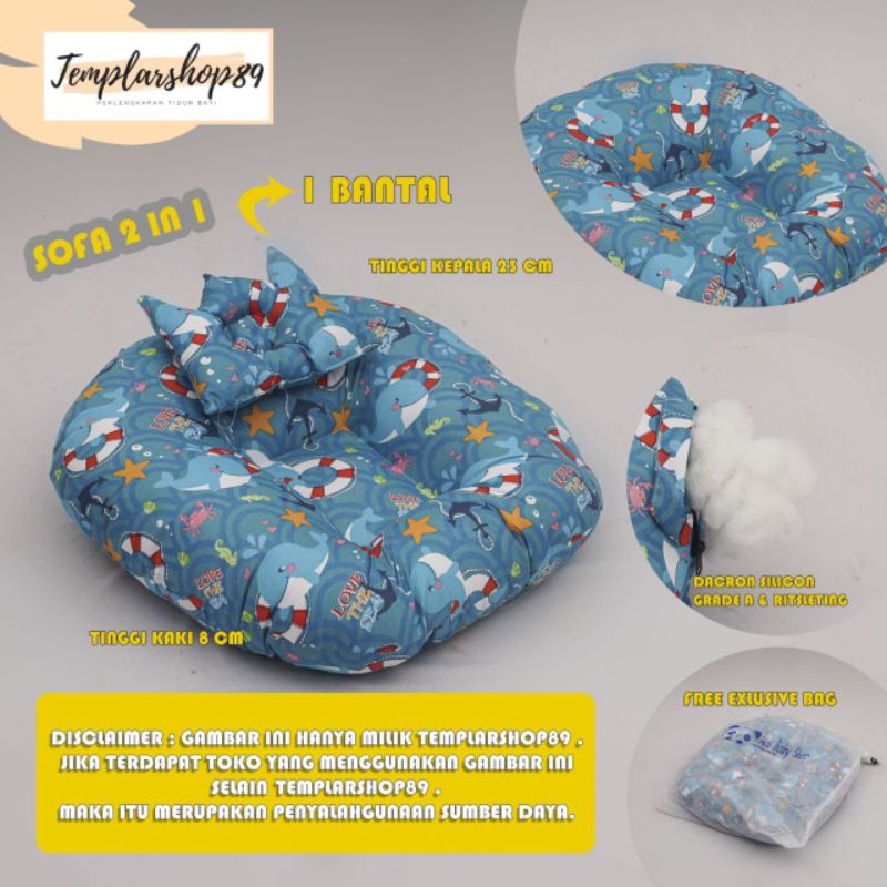 Sofa bayi / baby launger  FREE bantal mahkota bayi dan tas mika.-Paus sirkus