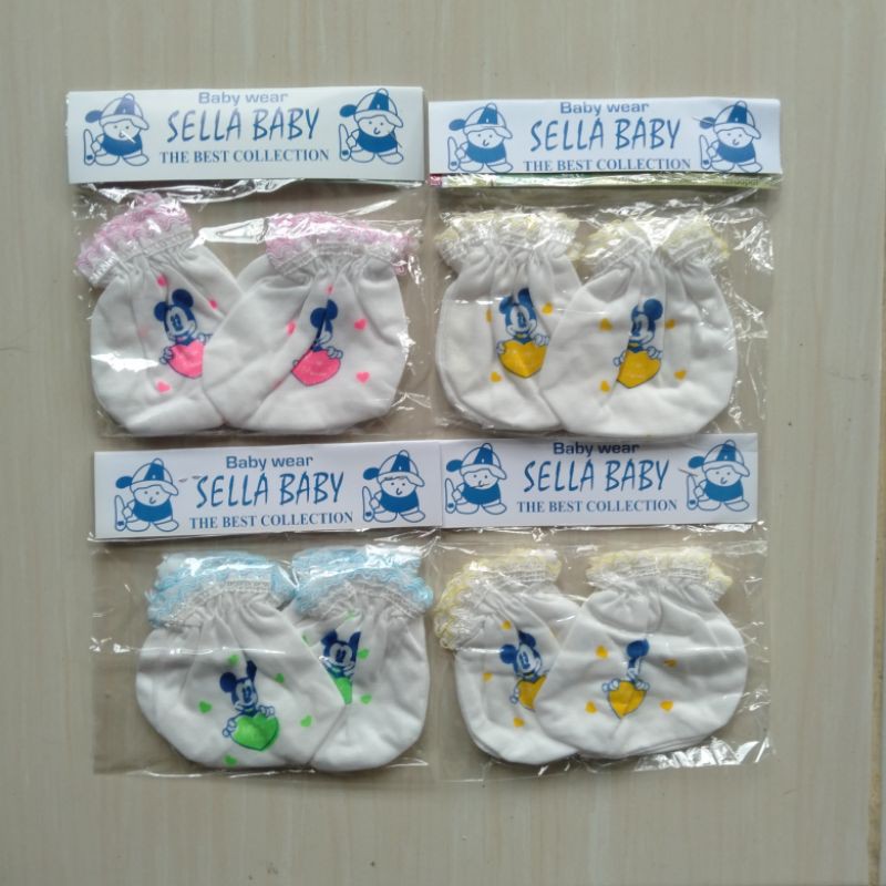 6 pcs-Sarung tangan bayi renda warna/ sarung tangan bayi Warna