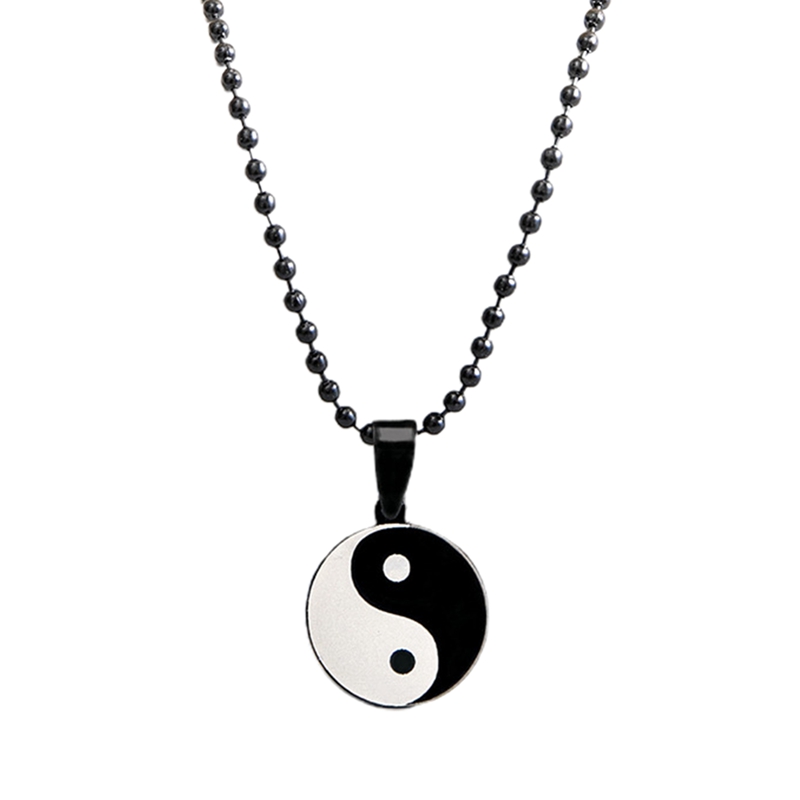 1pc Kalung Liontin Puzzle Ying Yang Bahan Stainless Steel Untuk Hadiah Valentine