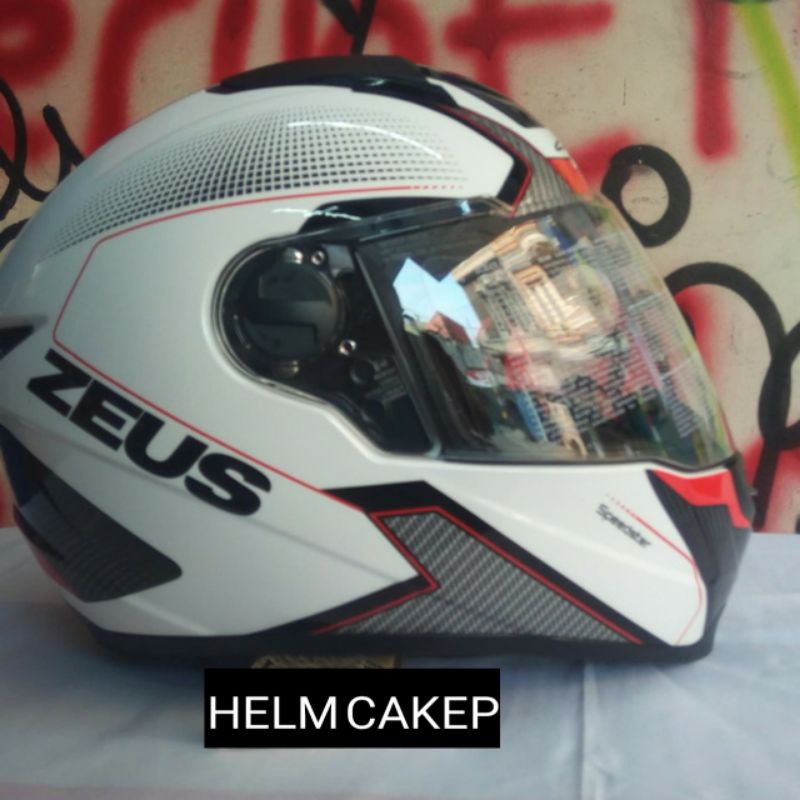 HELM ZEUS FULLFACE ZEUS ZS811 WHITE AL6 BLACK RED ZS 811