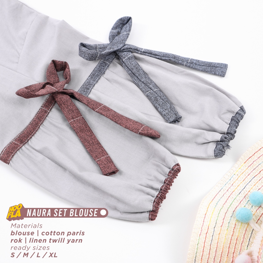 Hooflakids Baju Setelan Anak Perempuan Tanggung Blus dan Rok Naura Set Blouse Simpel dan Lucu untuk usia 3 - 12 Tahun Kualitas Premium