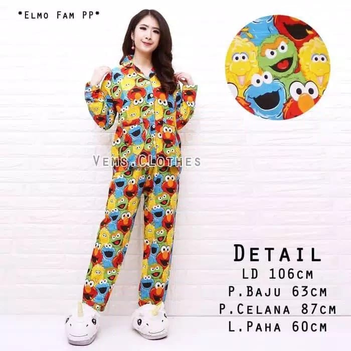 jinostarry BAJU TIDUR PIYAMA HP,CP,PP,DST KARAKTER-PP ELMO
