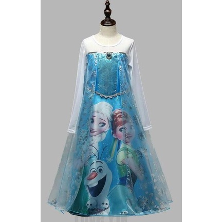 Baju Dress Kostum Frozen Gambar Elsa dan Anna