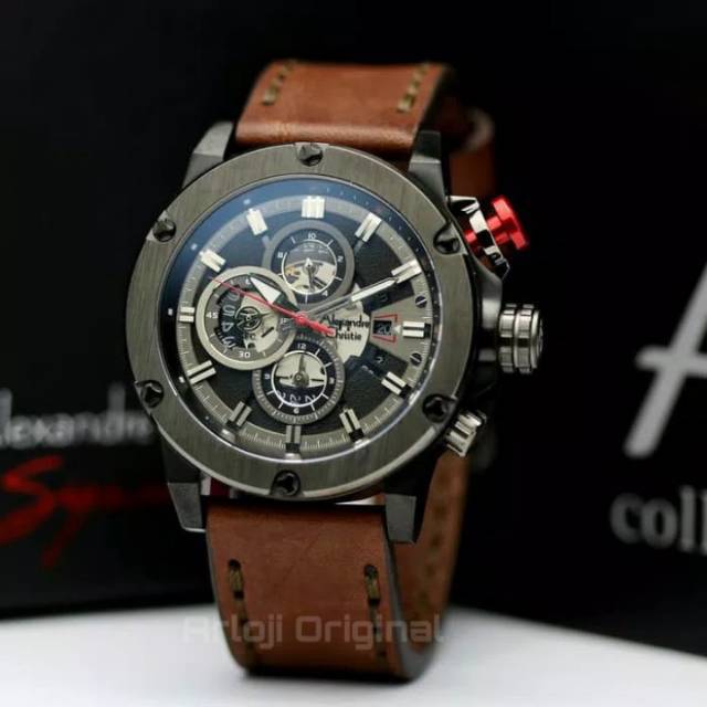 JAM TANGAN PRIA ALEXANDRE CHRISTIE AC 6491 BLACK BROWN ORIGINAL