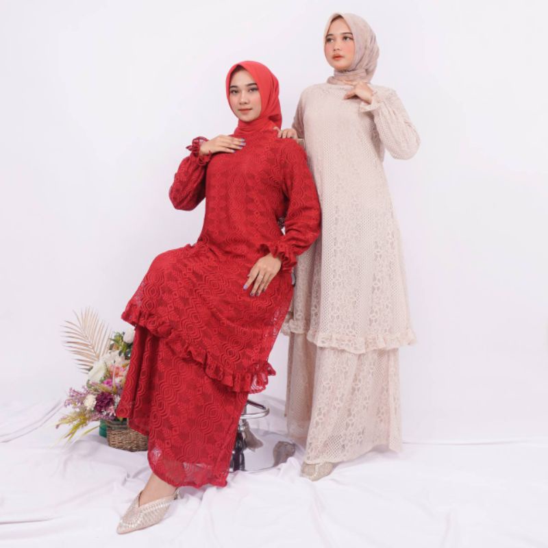 Gamis Malaysia Brokat Rempel.  TOP NEW LOOK