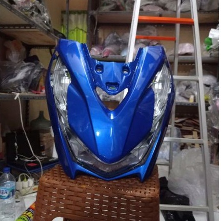 Tameng panel body depan full set reflektor lampu + sen Beat new led k1A  2020 2021 Biru original
