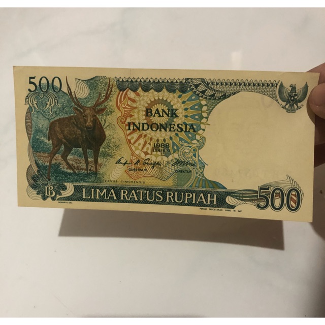 Uang Kertas Kuno ASLI 500 Rupiah Tahun 1988.