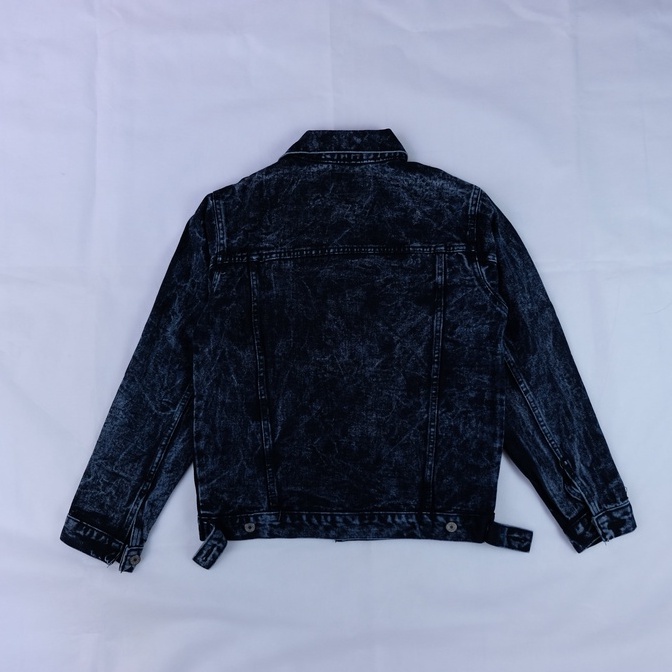 JAKET JEANS PRIA PULL&amp;BEAR BLACK SNOW ACID JACKET DENIM SLIM PULLANDBEAR P&amp;B PULL &amp; BEAR  PREMIUM