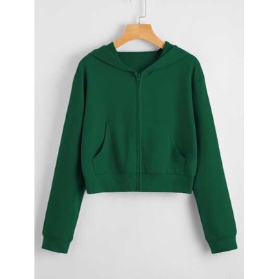 HOODIE/ JAKET ZIPPER CROP POLOS HIJAU BOTOL OVERSIZE PRIA WANITA ALL SIZE M,L,XL,XXL,3XL,4XL,5XL,6XL