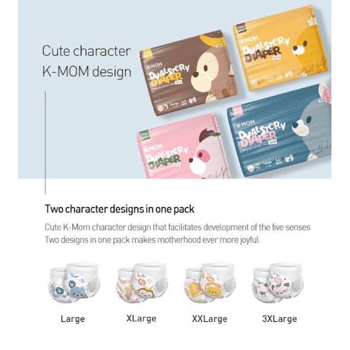 K-MOM dual story diapers SMALL dan MEDIUM