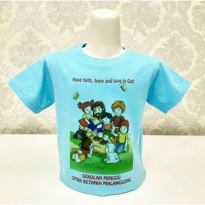  Kaos  Baju  Sekolah Minggu Anak  Anak  dan Dewasa Gambar 