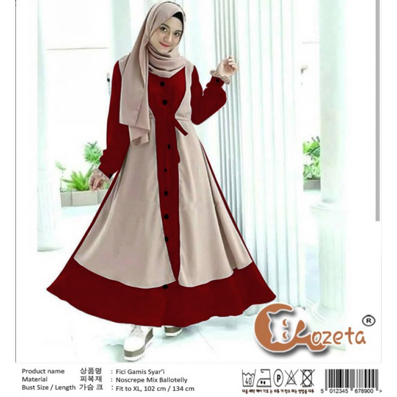 Baju Atasan Wanita Maxi Dress Baju Gamis Fici Maxi Maroon Talx.5687