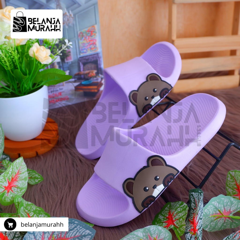 Sandal Slide Anak Korean Style Karet Karakter Lucu Aman dan Nyaman