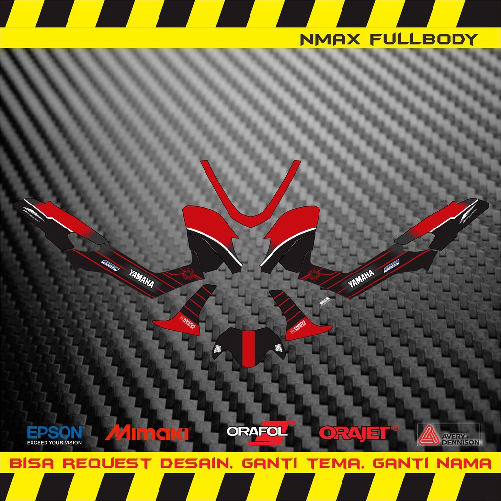 STICKER DECAL NMAX MOTIF HITAM LIST MERAH