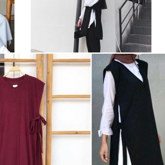 Rompi Tali Long Tunik / Vest Knit Tunik Rajut Wanita