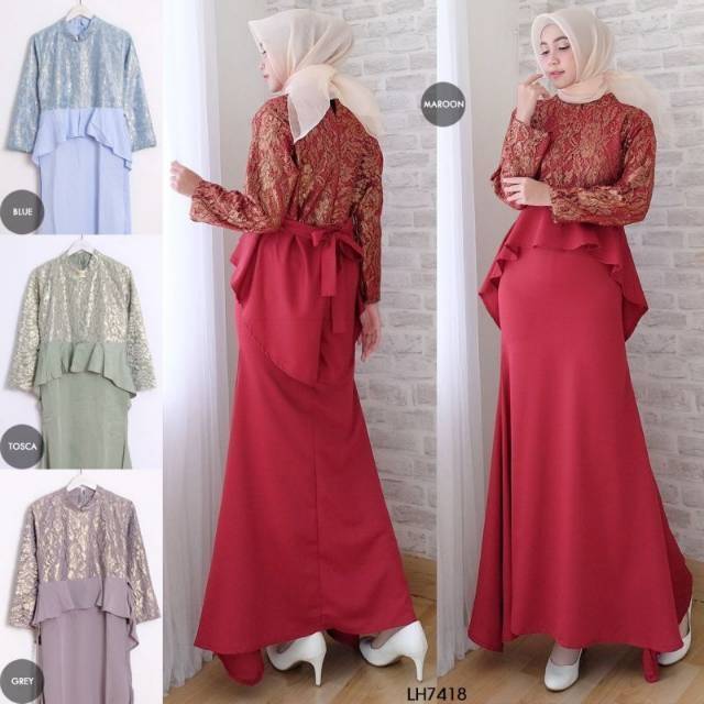 MAXI SPARKLE LYLA BROCADE FIT TO L BUSANA WANITA DRESS MUSLIM ORI GAMIS FASHION TERBARU REALPICT