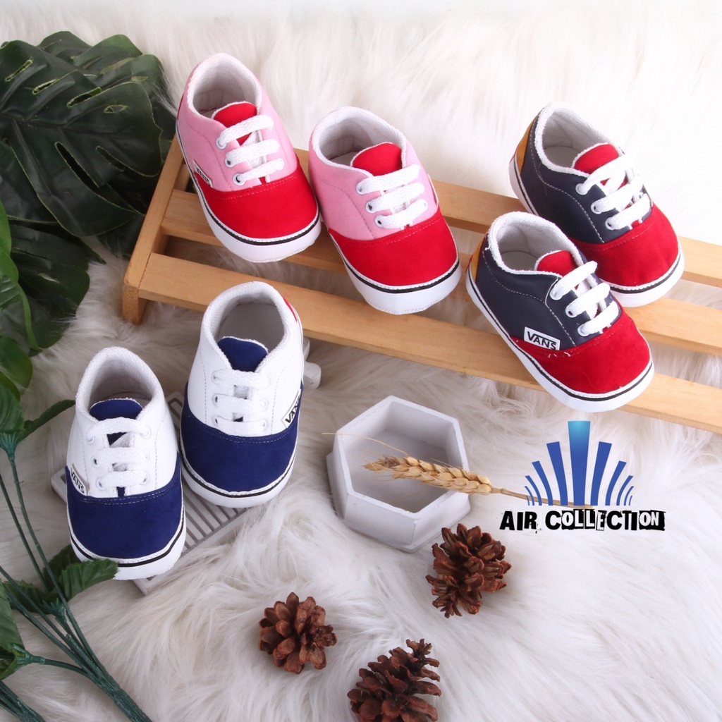 Sepatu Bayi Laki-laki Perempuan Usia 0 6 Bulan Prewalker Sneakers Baby Belajar Jalan VAANS WARNA MERAH - Air Collectins