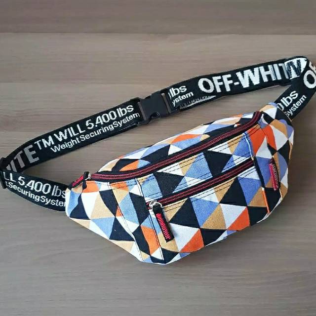 WAIST BAG " OFF WHITE RETRO " TAS Selempang Pria- Wanita Multi Fungsi