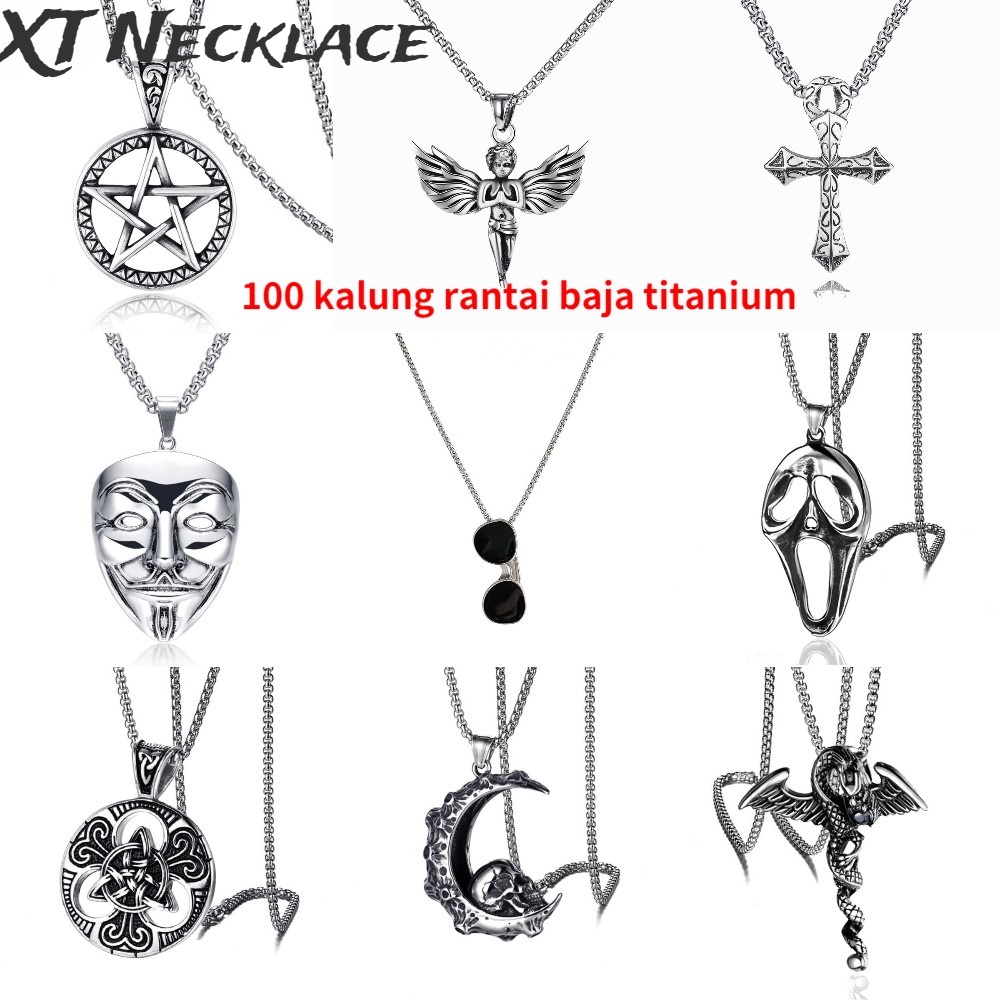 Kalung Rantai 50 Gaya Hip Hop Bahan Stainless Steel Untuk Pria