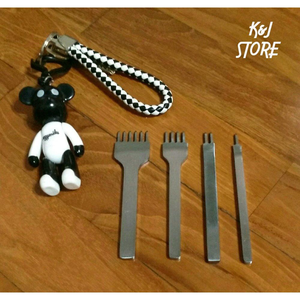 

Set 4pcs Alat Kerajinan Kulit Pelubang Kulit Plong Lacing Stitching Hole Punch Leather Tool Murah