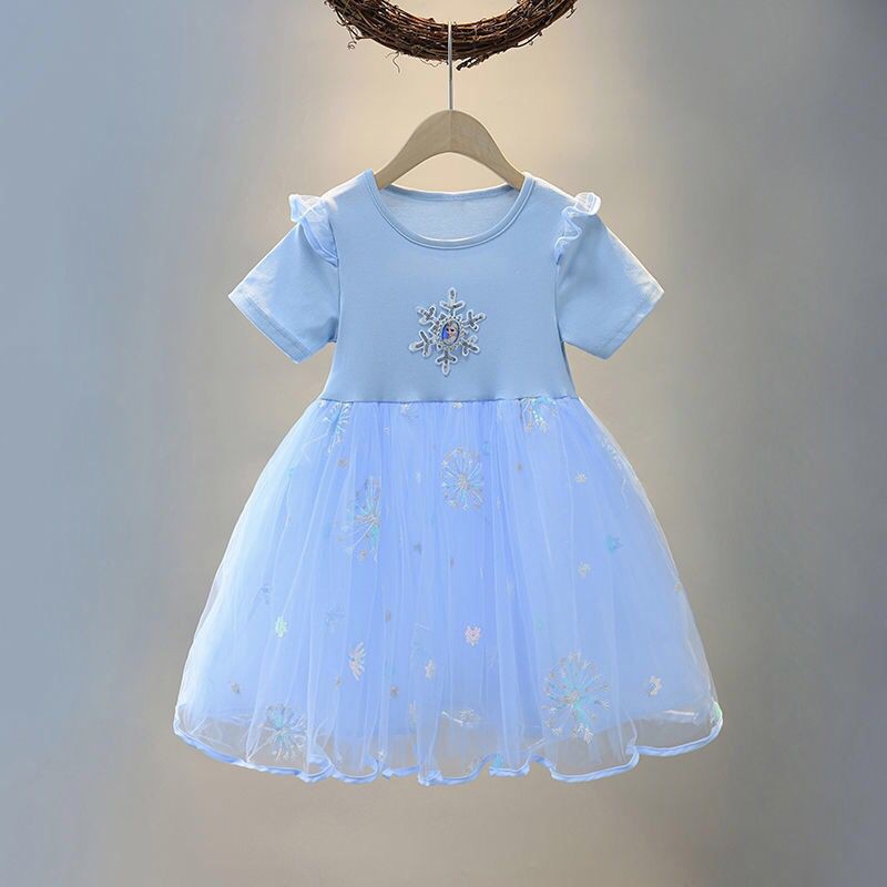 (LOLI-JKT) BD-102 DRESS FROZEN PRINCESS ELSA QUEEN OF SNOW 100-140