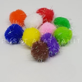 POM POM BOLA / POM POM BULU GLITER KUMIS / POM POM WARNA WARNI / POM POM AKSESORIS / POM-POM KUMIS CPR (30MM, 35MM, 50MM)