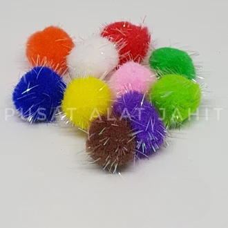 POM POM BOLA / POM POM BULU GLITER KUMIS / POM POM WARNA WARNI / POM POM AKSESORIS / POM-POM KUMIS CPR (8MM, 10MM, 12MM)