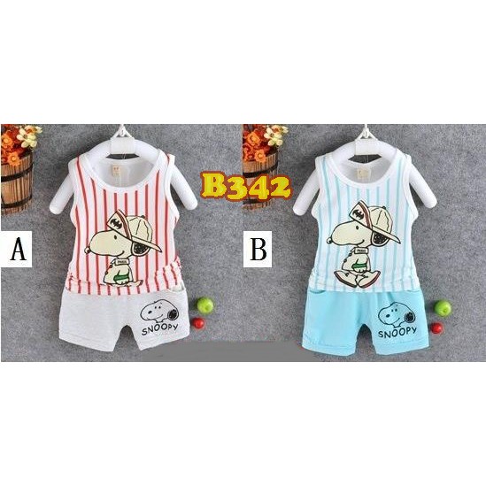 B342 / BAJU SNOOPY ANAK COWOK LENGAN PENDEK / SETELAN ANAK PENDEK