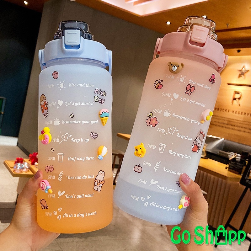 Botol Minum 2 Liter Kekinian Viral - Botol Minum Korea Motivasi 2 Liter Terbaru - Botol Minum Jumbo Food Grade Import Terbaru [BT01]