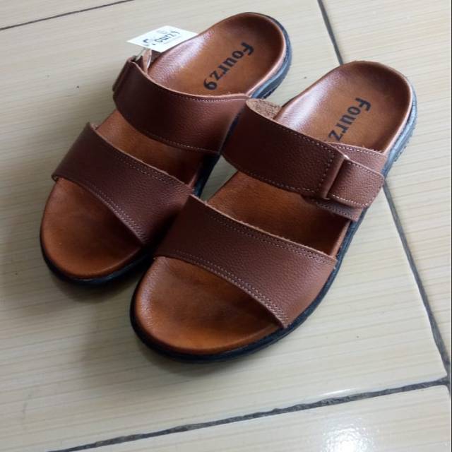  Sandal  kulit  asli merk  fourz9 size 39 43 Shopee Indonesia
