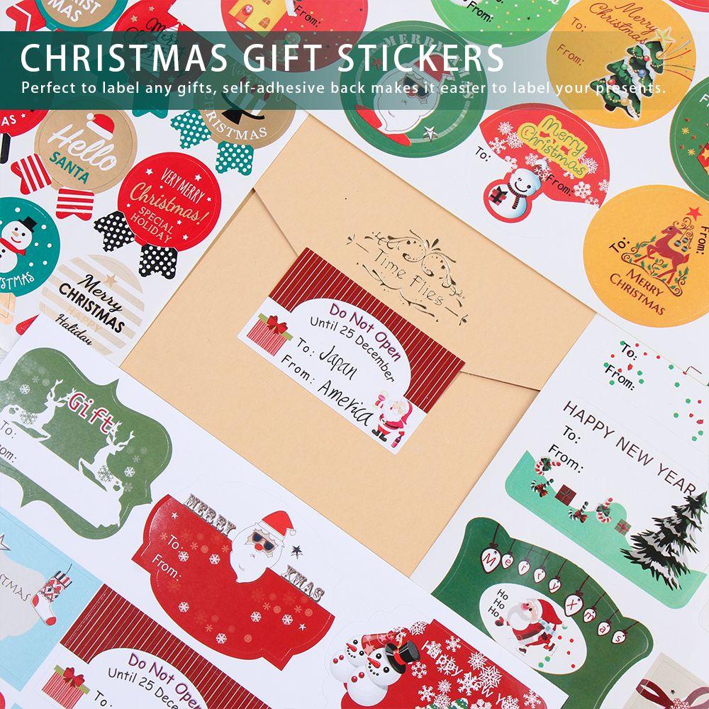 Populer 10lembar Kertas Hadiah Stiker DIY Sealing Biskuit Paket Self Adhesive Xmas Ornament