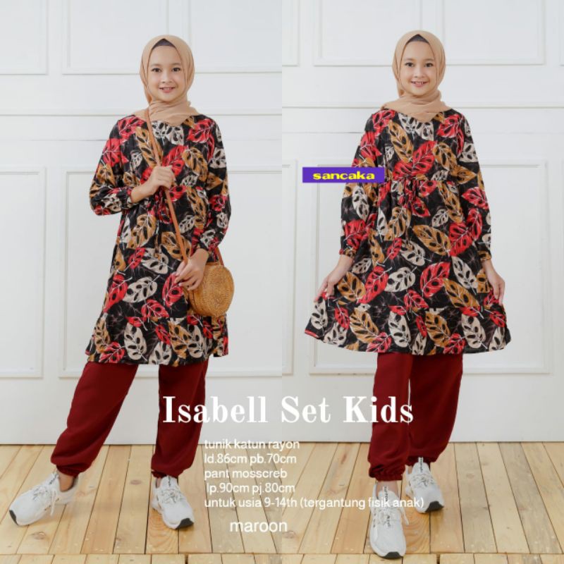 Isabell set kids original sancaka termurah setelan anak motif janda bolong