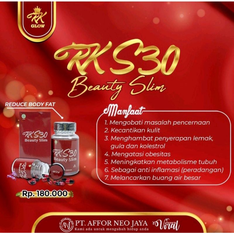 [READY] ORIGINAL RK S30 BEAUTY SLIM PIL DIET OBAT DIET BPOM KAPSUL DIET