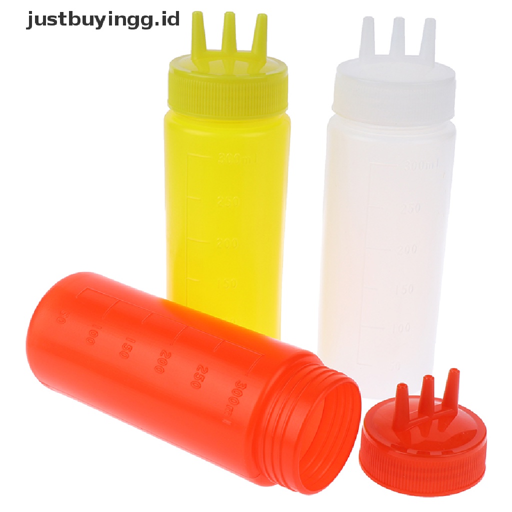 (Justbuyingg.Id) Botol Squeeze 3 Lubang Untuk Saus / Cuka / Minyak / Kecap