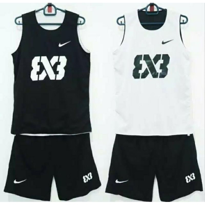 JERSEY BASKET NIKE 3X3 HITAM PUTIH/ JERSEY BASKET STELAN